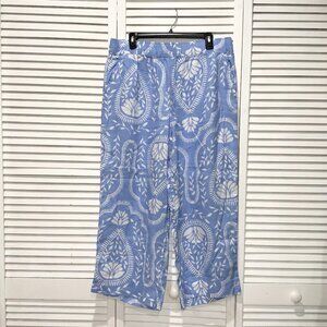 Joie 100% Linen Blue and White Capri Pants Size XL